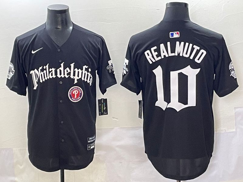 Men 2025 Philadelphia Phillies #10 Realmuto Black Five generations Joint Name Nike MLB Jersey style 8